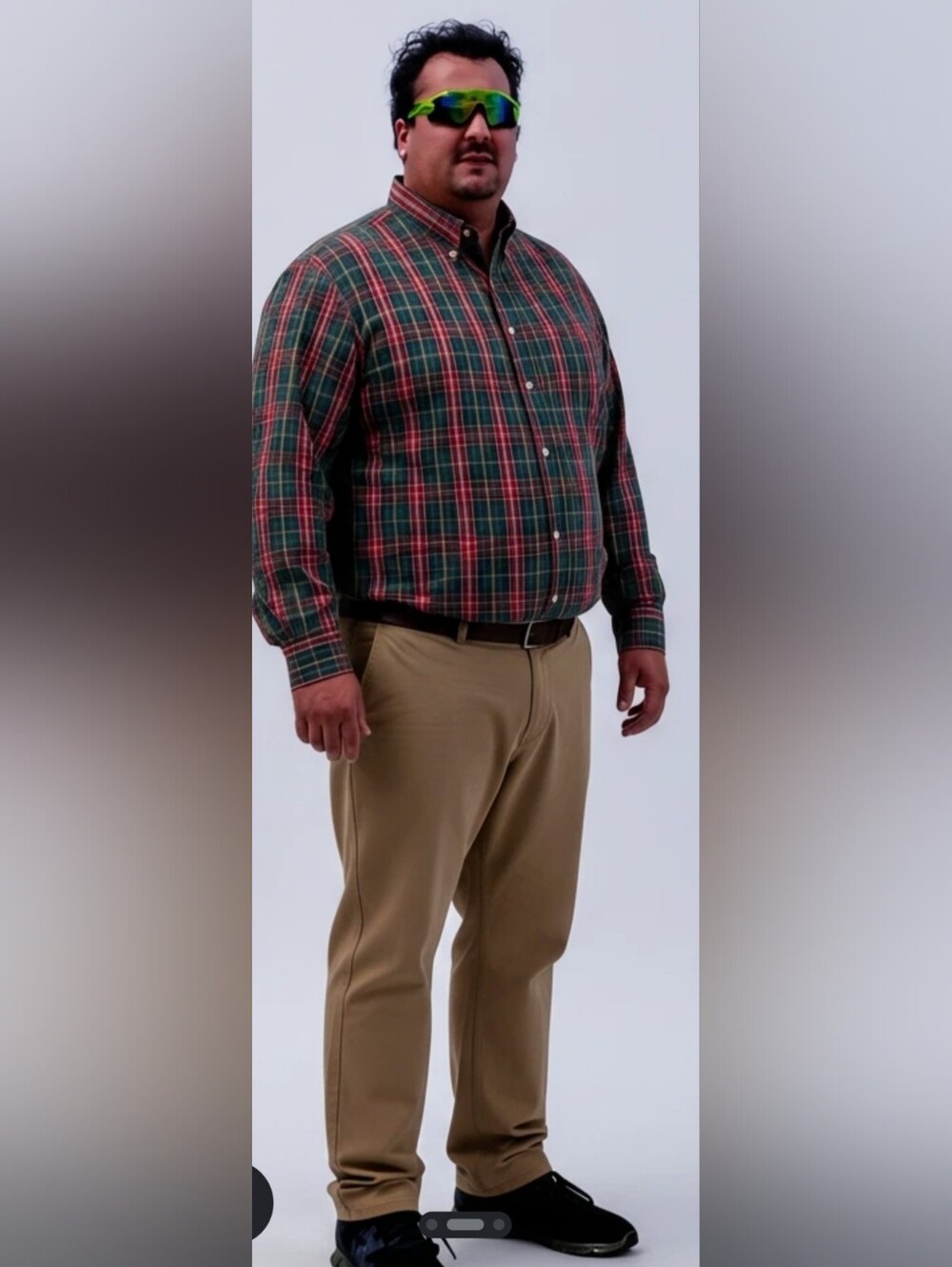 Chaps shirt checkered L  green and red button front casual feel